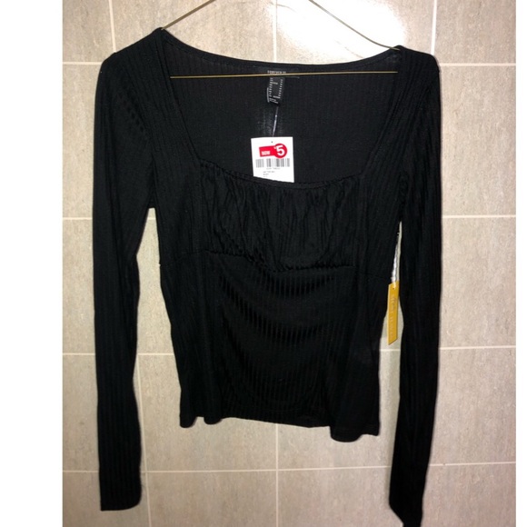 Forever21 Ribbed Black Long Sleeve - Picture 1 of 1